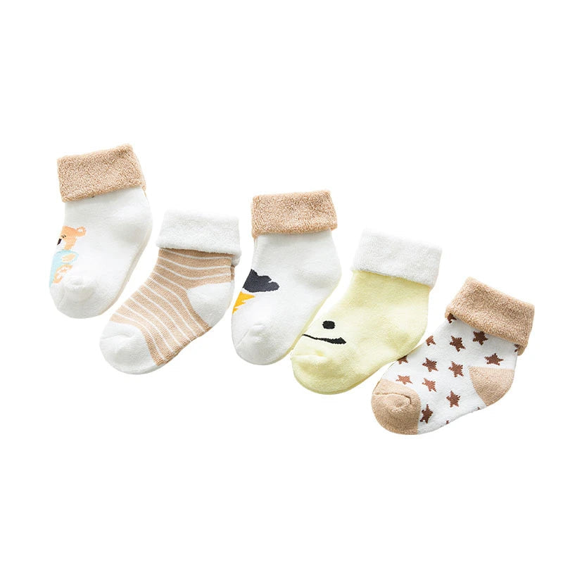 5 Pair High Quality Thicken Cartoon Comfort Cotton Newborn Socks Kids  New Born Baby Socks