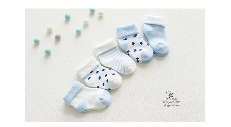 5 Pair High Quality Thicken Cartoon Comfort Cotton Newborn Socks Kids  New Born Baby Socks