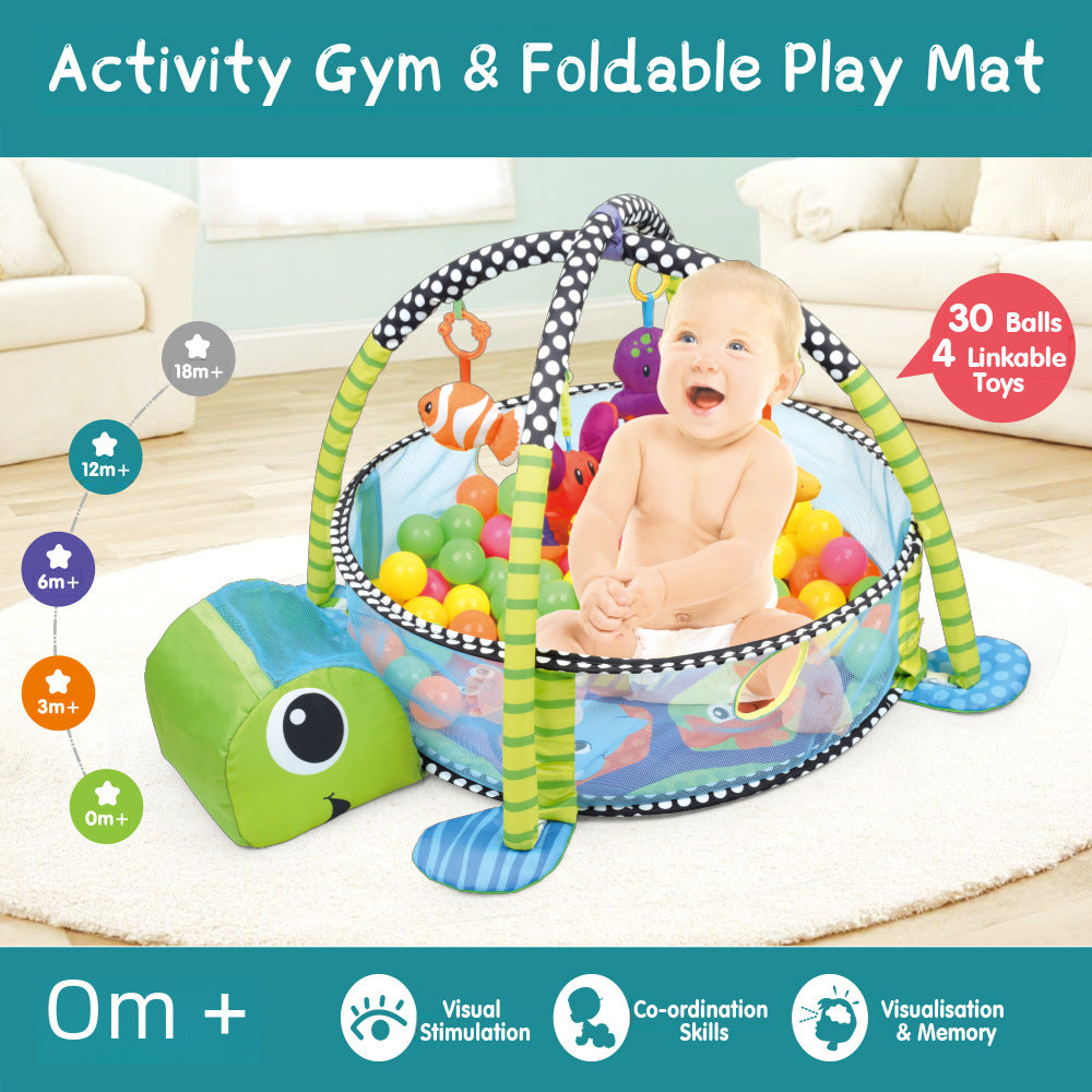 Baby Three-in-one Fitness Rack Game Blanket Manufacturers Baby Cartoon Animal Crawling Floor Mat Turtle Ocean Ball Pool