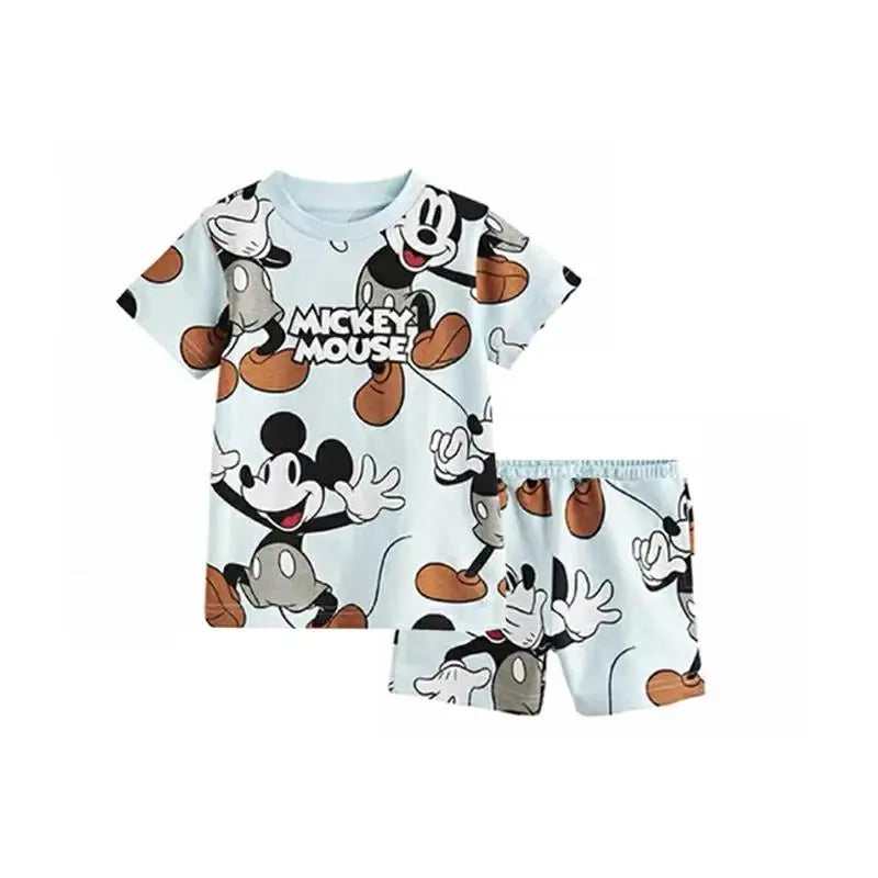 Donald Duck Full Print Outfit Kids Cartoon Tshirt+Shorts 2 Piece Set Boys Girls Cute Crewneck Short Sleeve Shorts Tracksuits