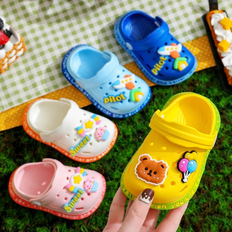 summer kids sandals Hole Children's Slippers Soft Anti-Skid Cartoon DIY Design Hole Baby Shoes Beach For Boys Girls