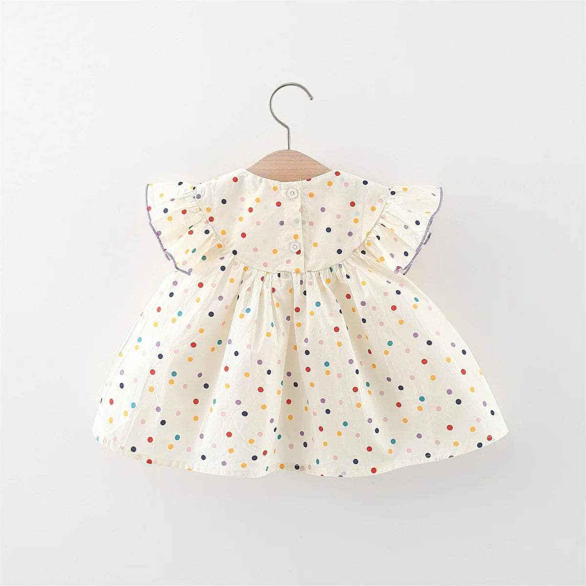 summer korean dress New Sweet Rose Embroidered Small Round Dots Version Loose Bubble Sleeve Cotton Beach Skirt