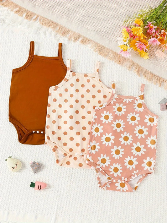 3Pairs/Lot Summer Baby Girl Newborn Baby Sling  Cool Breathable Comfortable Onesie