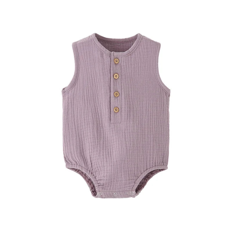 Newborn Baby 100% Cotton Linen Bodysuits Boy Girl