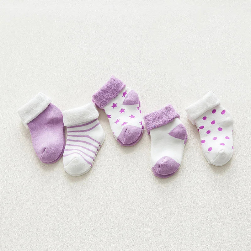 5 Pair High Quality Thicken Cartoon Comfort Cotton Newborn Socks Kids  New Born Baby Socks