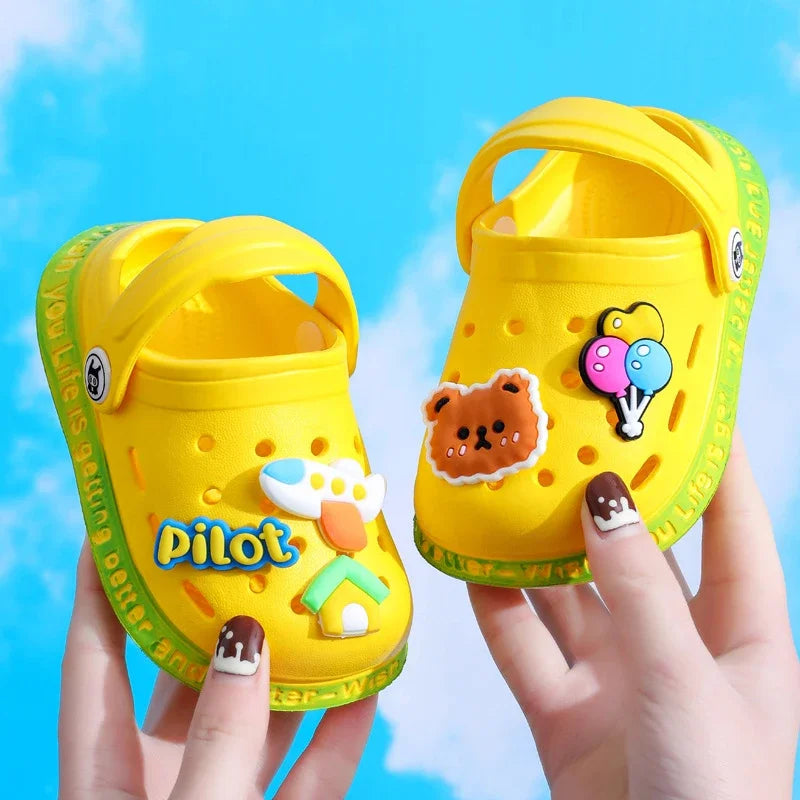 summer kids sandals Hole Children's Slippers Soft Anti-Skid Cartoon DIY Design Hole Baby Shoes Beach For Boys Girls