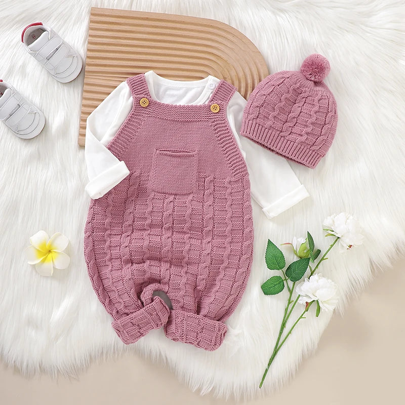 Newborn Baby Rompers Clothes Fashion Spring Autumn Solid Sleeveless Knitted Infant Kids Boys Girls Jumpsuit Playsuits 0-18m Wear