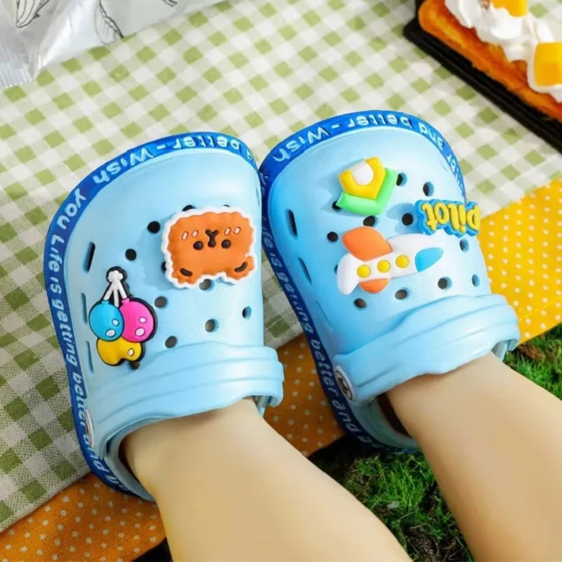 summer kids sandals Hole Children's Slippers Soft Anti-Skid Cartoon DIY Design Hole Baby Shoes Beach For Boys Girls