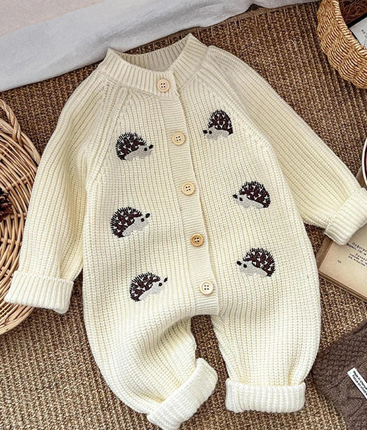 2025 Spring New Baby  Clothes Animal Embroidery Girls Rompers Single Breast Boys Jumpsuits