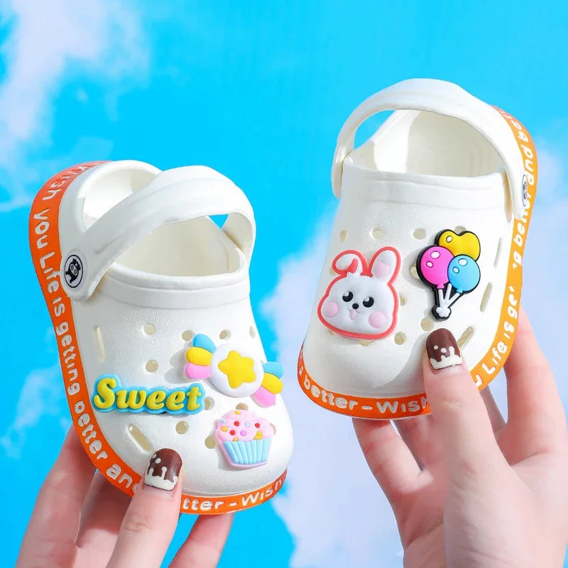 summer kids sandals Hole Children's Slippers Soft Anti-Skid Cartoon DIY Design Hole Baby Shoes Beach For Boys Girls