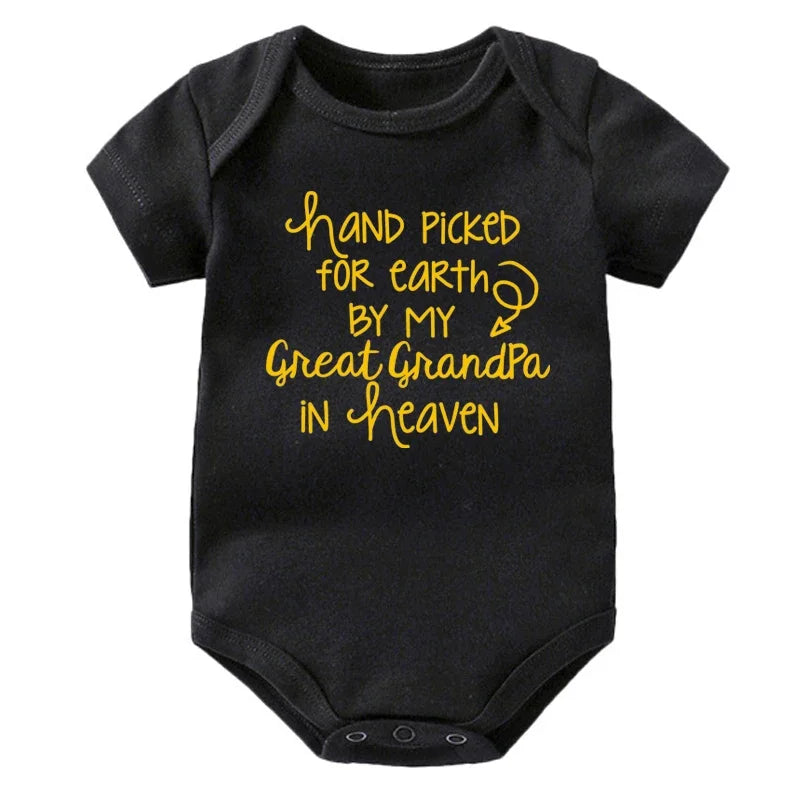 Baby Bodysuit Hand Picked For Earth By My Great Grandpa In Heaven Printed Newborn Romper Cotton Body Baby Girl Boy Clothes