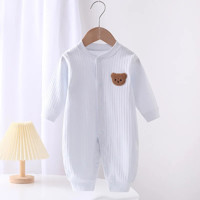 Baby Rompers for Boys Girls Newborn Bodysuit & One Piece Solid Color 100 Cotton 0-24M Long Sleeve Loungewear Outfit