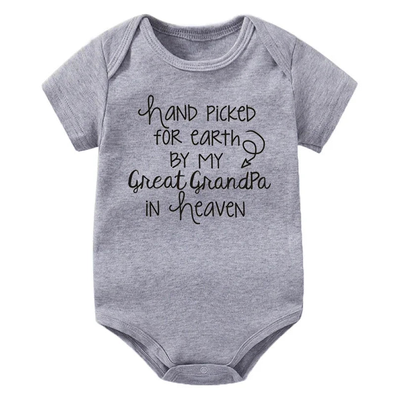 Baby Bodysuit Hand Picked For Earth By My Great Grandpa In Heaven Printed Newborn Romper Cotton Body Baby Girl Boy Clothes