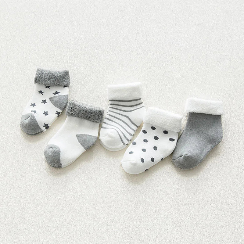 5 Pair High Quality Thicken Cartoon Comfort Cotton Newborn Socks Kids  New Born Baby Socks