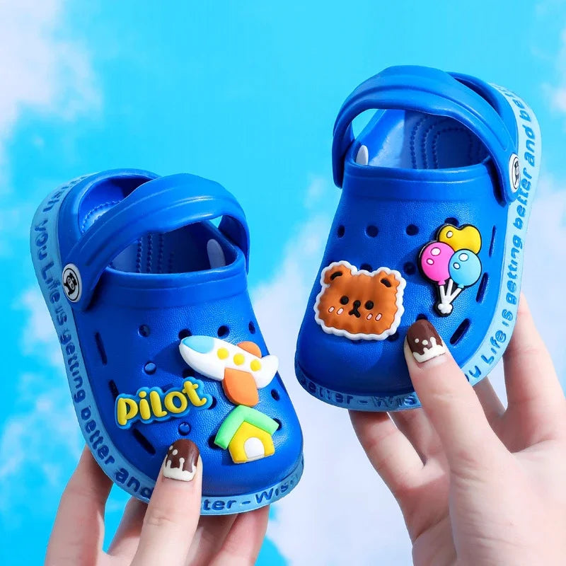 summer kids sandals Hole Children's Slippers Soft Anti-Skid Cartoon DIY Design Hole Baby Shoes Beach For Boys Girls