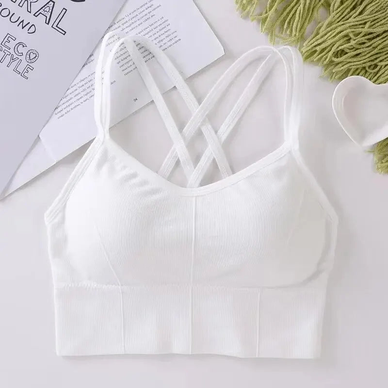 Back Cross Strap Tank yoga Push Up Running Sports Bra Breathable Soft Fitness Beauty Solid