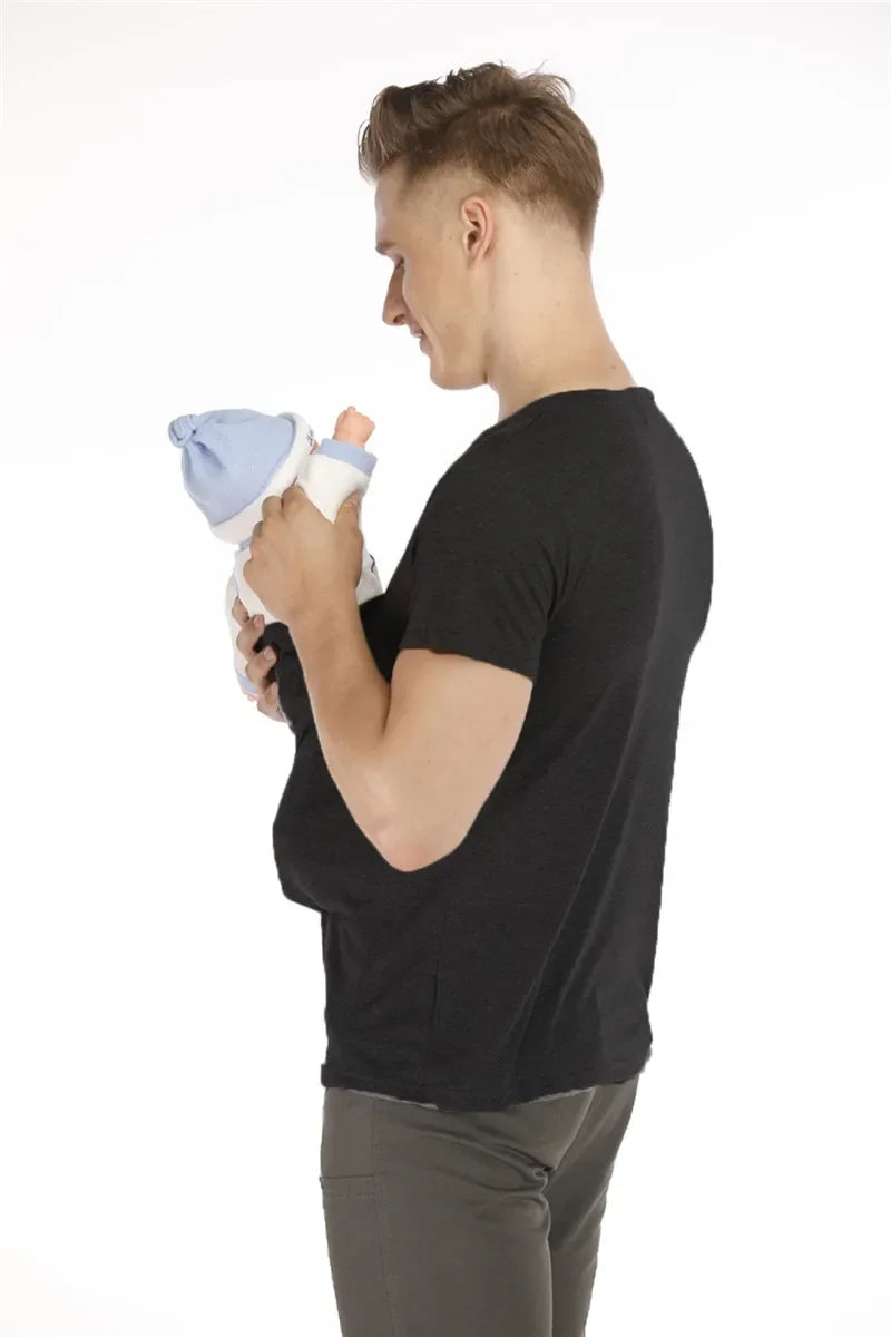 Safety Kangaroo Pocket T-Shirt Baby Carrier Top Clothes Summer Mother Father Soft Feeding