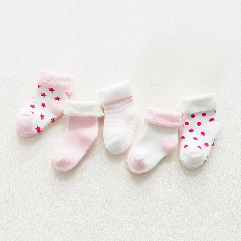 5 Pair High Quality Thicken Cartoon Comfort Cotton Newborn Socks Kids  New Born Baby Socks