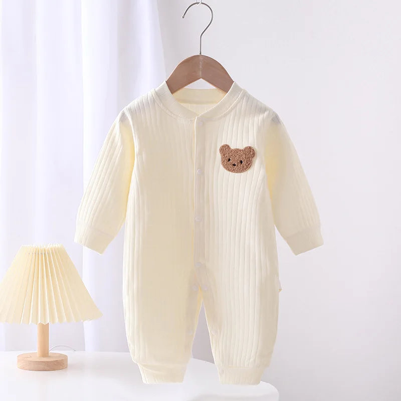 Baby Rompers for Boys Girls Newborn Bodysuit & One Piece Solid Color 100 Cotton 0-24M Long Sleeve Loungewear Outfit