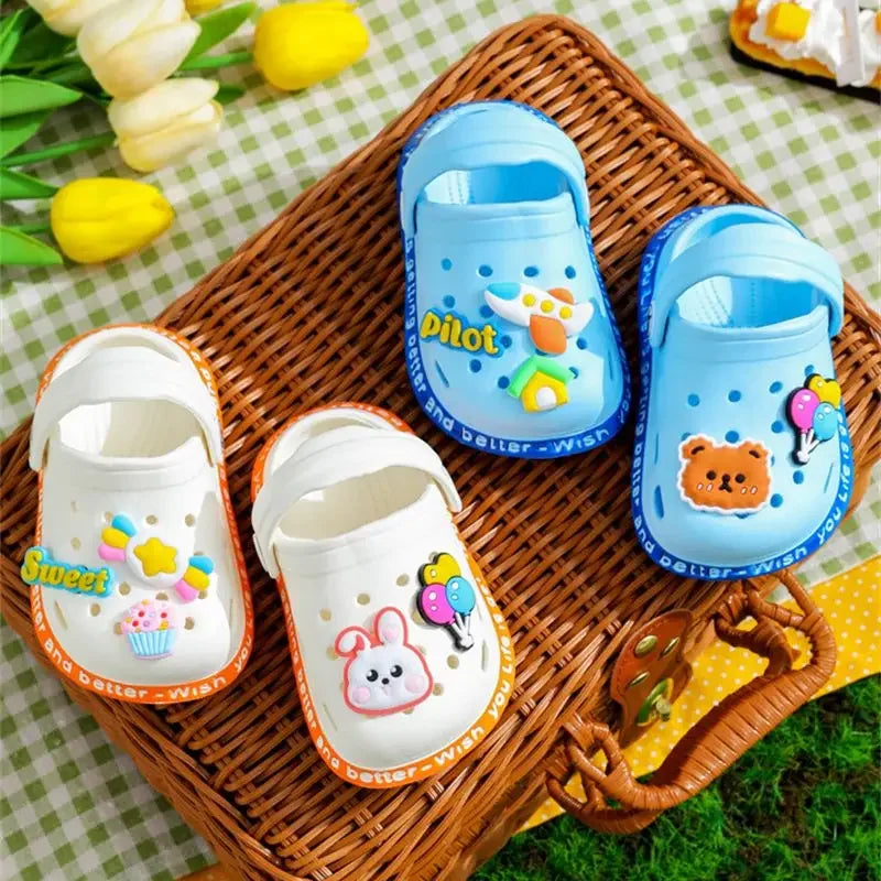 summer kids sandals Hole Children's Slippers Soft Anti-Skid Cartoon DIY Design Hole Baby Shoes Beach For Boys Girls