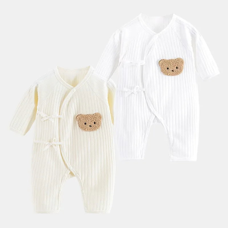 100% Pure Cotton Soft Cartoon BearAll Seasons Newborn Baby  Bodysuit hat include