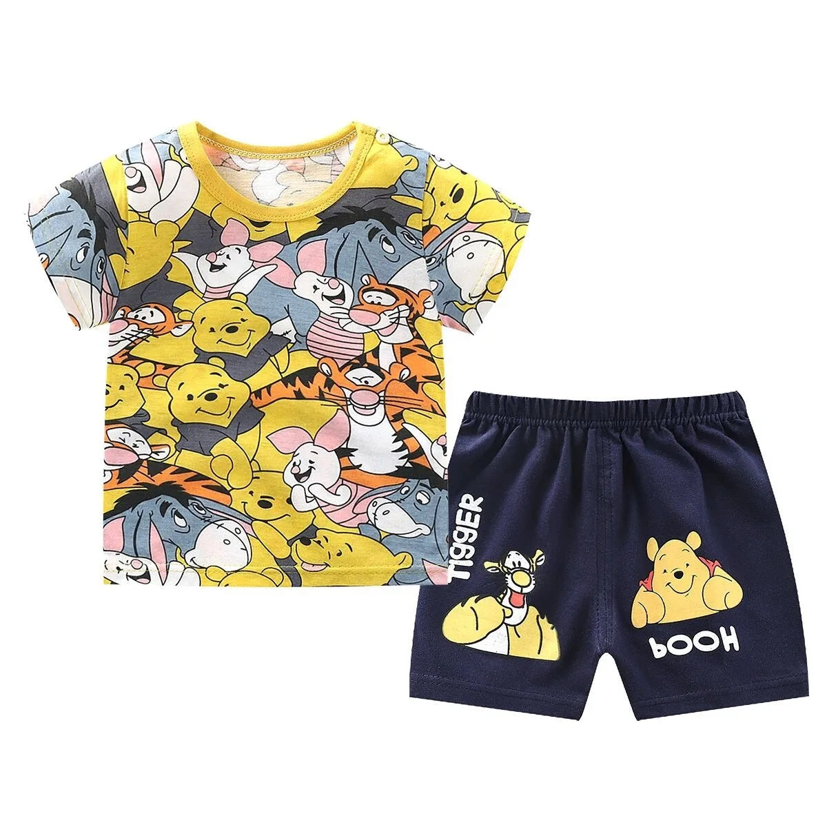 Donald Duck Full Print Outfit Kids Cartoon Tshirt+Shorts 2 Piece Set Boys Girls Cute Crewneck Short Sleeve Shorts Tracksuits