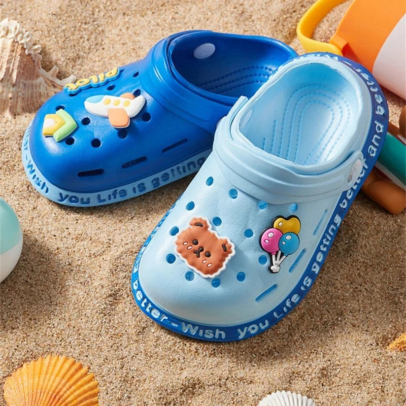 summer kids sandals Hole Children's Slippers Soft Anti-Skid Cartoon DIY Design Hole Baby Shoes Beach For Boys Girls