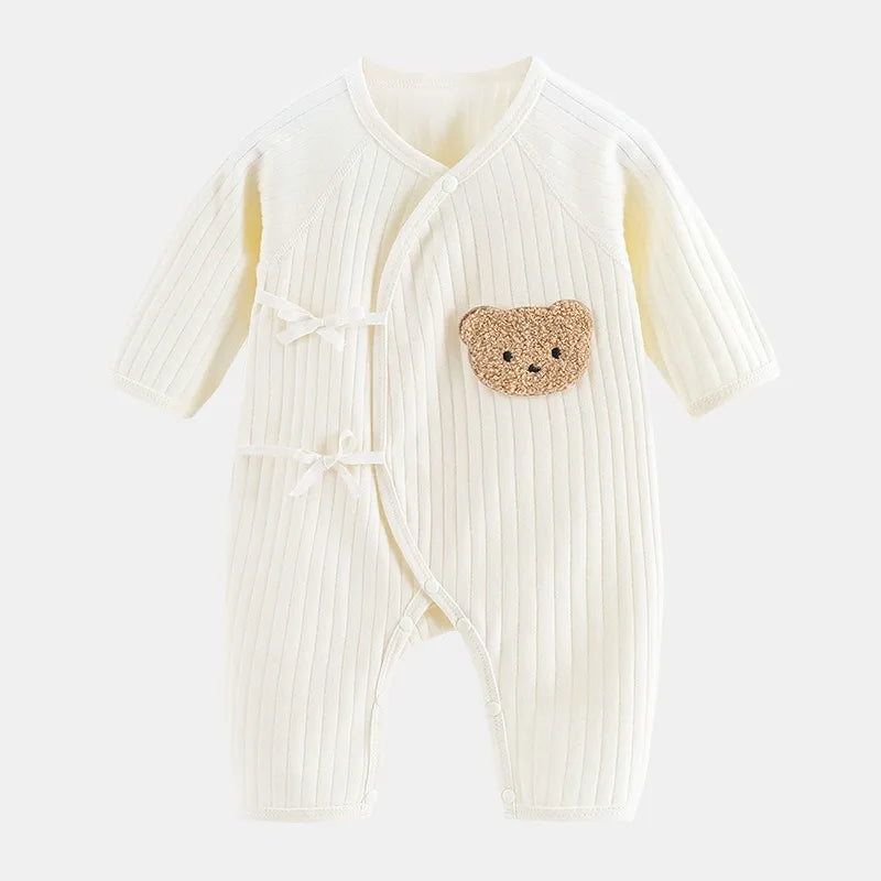 100% Pure Cotton Soft Cartoon BearAll Seasons Newborn Baby  Bodysuit hat include