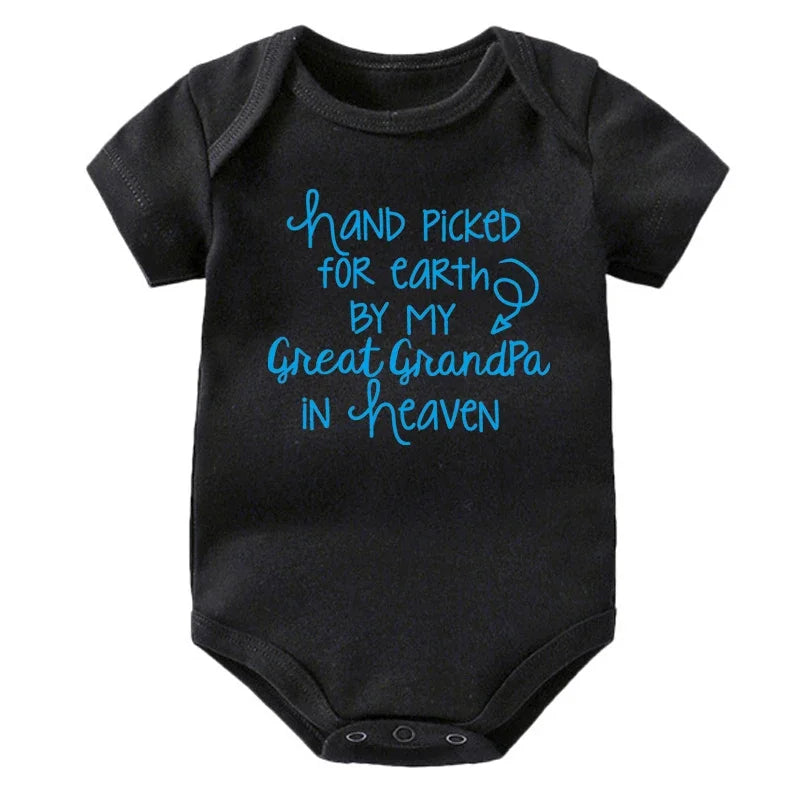 Baby Bodysuit Hand Picked For Earth By My Great Grandpa In Heaven Printed Newborn Romper Cotton Body Baby Girl Boy Clothes