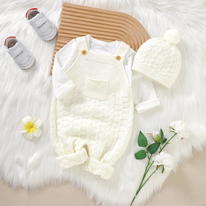 Newborn Baby Rompers Clothes Fashion Spring Autumn Solid Sleeveless Knitted Infant Kids Boys Girls Jumpsuit Playsuits 0-18m Wear