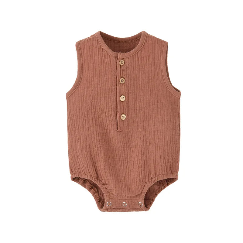 Newborn Baby 100% Cotton Linen Bodysuits Boy Girl