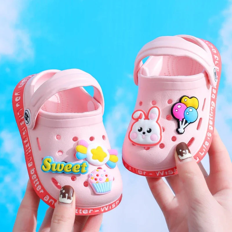 summer kids sandals Hole Children's Slippers Soft Anti-Skid Cartoon DIY Design Hole Baby Shoes Beach For Boys Girls