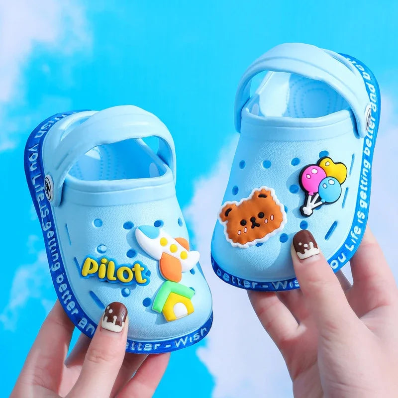 summer kids sandals Hole Children's Slippers Soft Anti-Skid Cartoon DIY Design Hole Baby Shoes Beach For Boys Girls