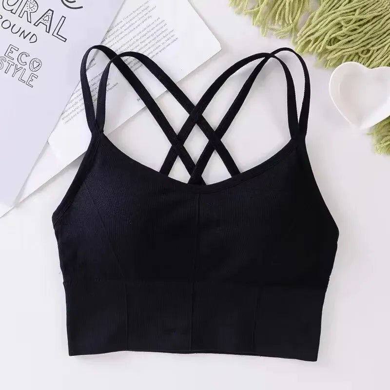 Back Cross Strap Tank yoga Push Up Running Sports Bra Breathable Soft Fitness Beauty Solid